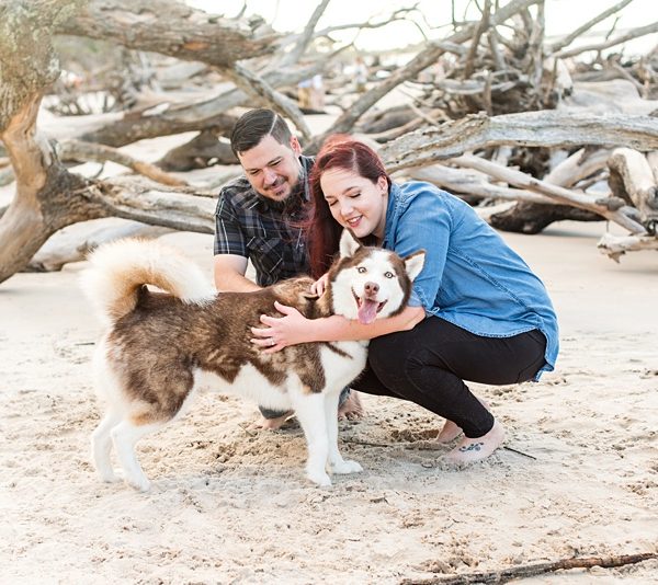 Engagement portraits on the beach with your dog